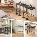 PexFix 47 Tavolo da bar rettangolare a altezza bancone nero per caffè, cucina e studio