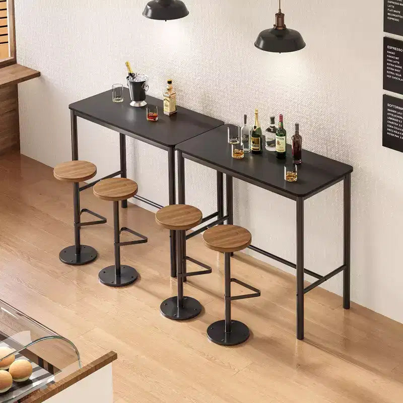 PexFix 47 Tavolo da bar rettangolare a altezza bancone nero per caffè, cucina e studio