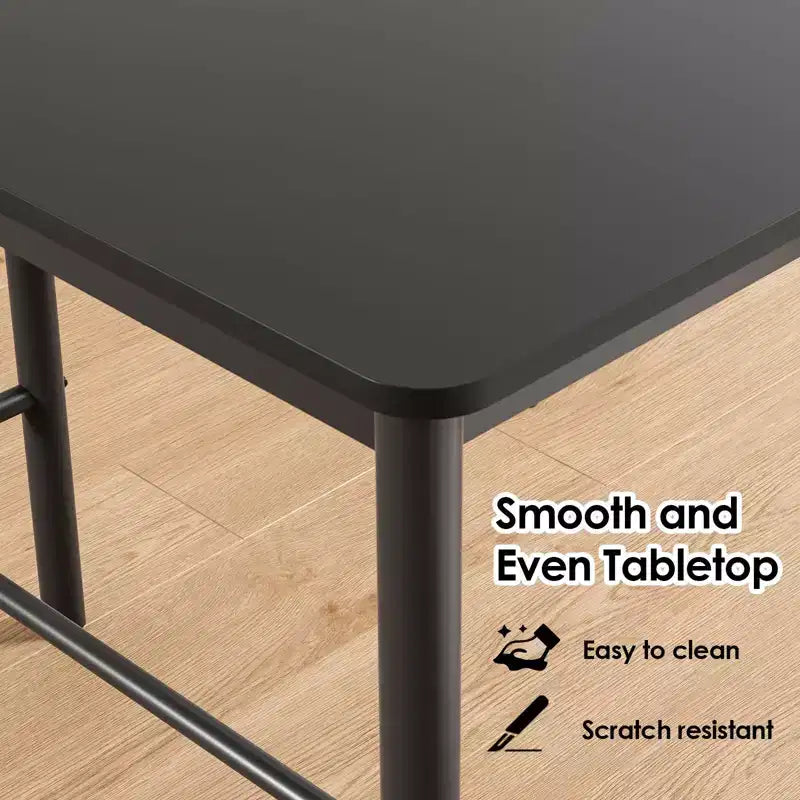 PexFix 47 Tavolo da bar rettangolare a altezza bancone nero per caffè, cucina e studio