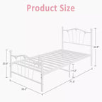 Struttura letto in metallo a forma di cuore doppio Acekool, piattaforma con testiera, pediera, robusto supporto a doghe, contenitore sottostruttura, nessuna molla richiesta, bianco