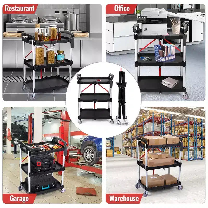 Carrello di Servizio Pieghevole per Ufficio Bar Casa Cucina