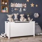 Scatola Portagiochi in Legno per Bambini con Coperchio a Chiusura di Sicurezza, Età 2+ (Bianco)