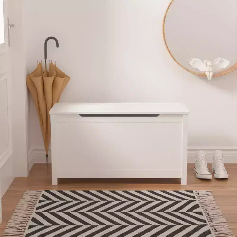 Scatola Portagiochi in Legno per Bambini con Coperchio a Chiusura di Sicurezza, Età 2+ (Bianco)