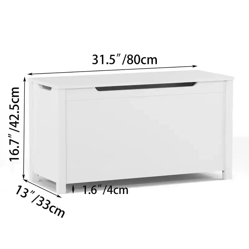 Scatola Portagiochi in Legno per Bambini con Coperchio a Chiusura di Sicurezza, Età 2+ (Bianco)