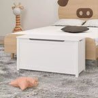 Scatola Portagiochi in Legno per Bambini con Coperchio a Chiusura di Sicurezza, Età 2+ (Bianco)