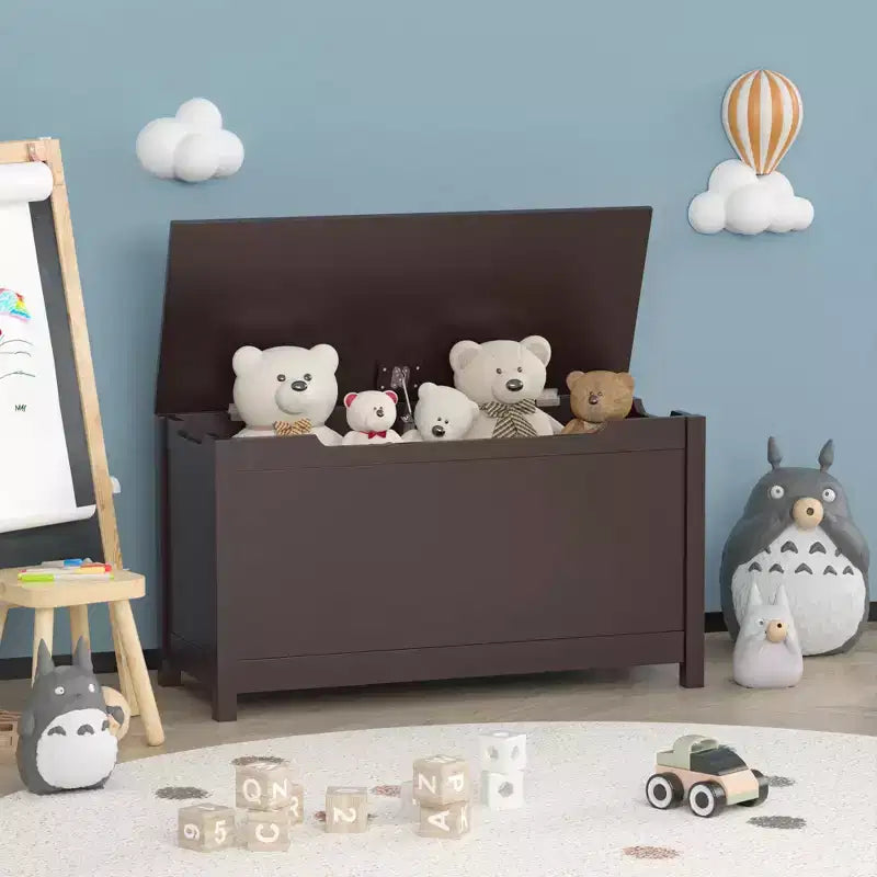 Scatola Portagiochi in Legno per Bambini con Coperchio a Chiusura di Sicurezza, Età 2+ (Bianco)