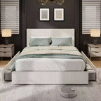 Bed Frame with 4 Storage Drawers, Platform Bed Frame with Upholstered Channel Tufted Headboard, Strong Wooden Slats Support, No Box Spring Needed