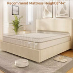 Struttura letto con 4 cassetti contenitore, Struttura letto a piattaforma con testiera imbottita a canale trapuntata, Forte supporto a doghe in legno, Nessun box-spring necessario