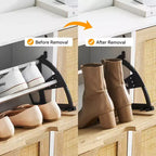 Scarpiera, Organizer per scarpe in Rattan Naturale con 4 Ante a Ribalta, Scarpiera stretta da terra con gambe in metallo e ripiano regolabile