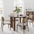 PexFix 42 Tavolo da pranzo rotondo in legno massello di noce con piano in legno per sale da pranzo moderne e riunioni di famiglia