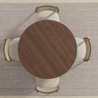 PexFix 42 Tavolo da pranzo rotondo in legno massello di noce con piano in legno per sale da pranzo moderne e riunioni di famiglia