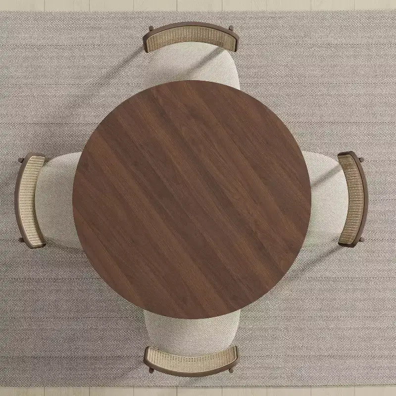 PexFix 42 Tavolo da pranzo rotondo in legno massello di noce con piano in legno per sale da pranzo moderne e riunioni di famiglia