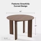 PexFix 42 Tavolo da pranzo rotondo in legno massello di noce con piano in legno per sale da pranzo moderne e riunioni di famiglia
