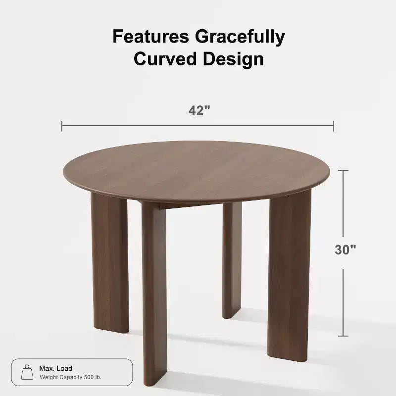 PexFix 42 Tavolo da pranzo rotondo in legno massello di noce con piano in legno per sale da pranzo moderne e riunioni di famiglia