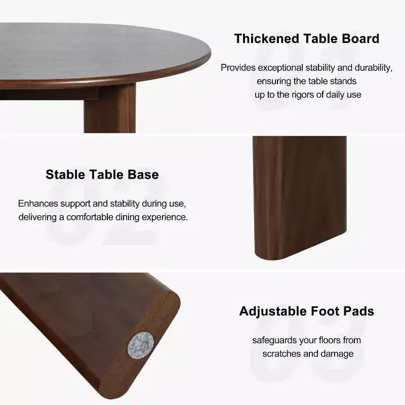 PexFix 42 Tavolo da pranzo rotondo in legno massello di noce con piano in legno per sale da pranzo moderne e riunioni di famiglia