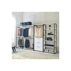 HomeStock 77.7 in.H x 143 in.W White Wood Composite Closet System for Universal Storage with Storage Bins