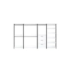 Sistema armadio universale in composito di legno bianco 77,7 pollici H x 143 pollici L con contenitori portaoggetti