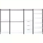 Sistema armadio universale in composito di legno bianco 77,7 pollici H x 143 pollici L con contenitori portaoggetti