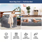 Poltrone Sacco 2 in 1, Poltrone Sacco Grandi, Cuscini da Pavimento Convertibili per Adulti, Letto Gigante a Sacco