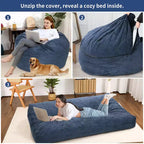 Poltrone Sacco 2 in 1, Poltrone Sacco Grandi, Cuscini da Pavimento Convertibili per Adulti, Letto Gigante a Sacco