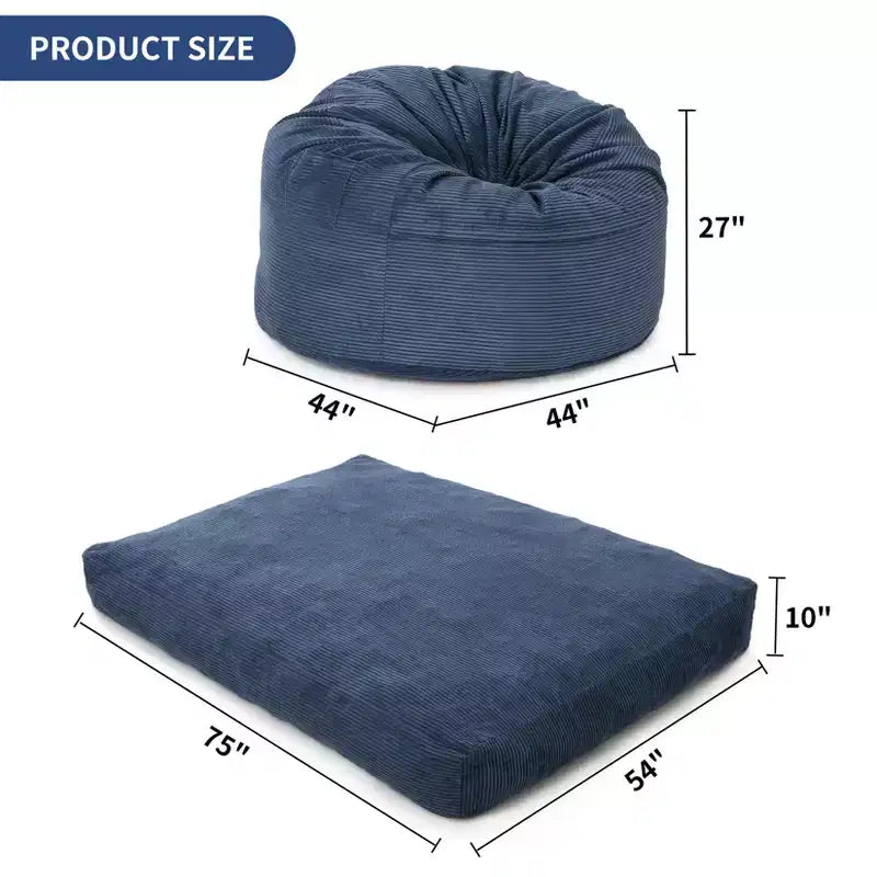 Poltrone Sacco 2 in 1, Poltrone Sacco Grandi, Cuscini da Pavimento Convertibili per Adulti, Letto Gigante a Sacco