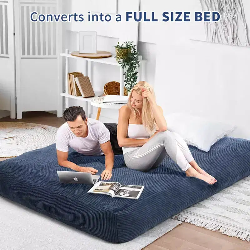 Poltrone Sacco 2 in 1, Poltrone Sacco Grandi, Cuscini da Pavimento Convertibili per Adulti, Letto Gigante a Sacco
