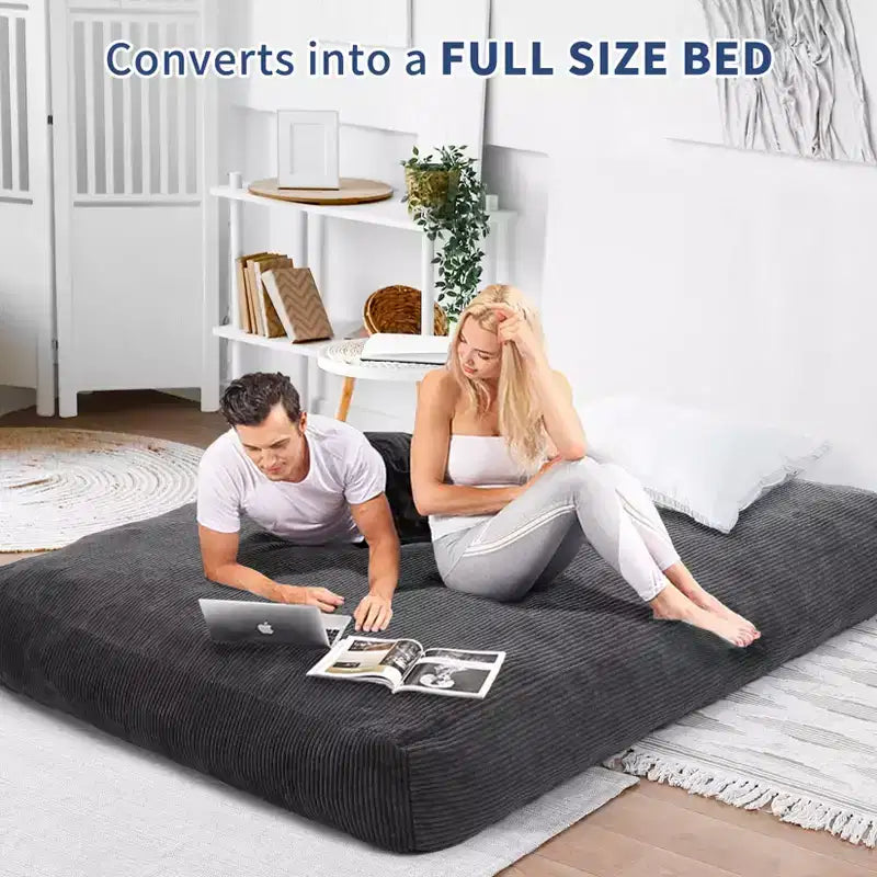 Poltrone Sacco 2 in 1, Poltrone Sacco Grandi, Cuscini da Pavimento Convertibili per Adulti, Letto Gigante a Sacco