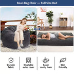 Poltrone Sacco 2 in 1, Poltrone Sacco Grandi, Cuscini da Pavimento Convertibili per Adulti, Letto Gigante a Sacco