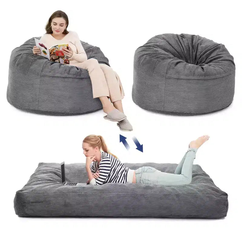 Poltrone Sacco 2 in 1, Poltrone Sacco Grandi, Cuscini da Pavimento Convertibili per Adulti, Letto Gigante a Sacco