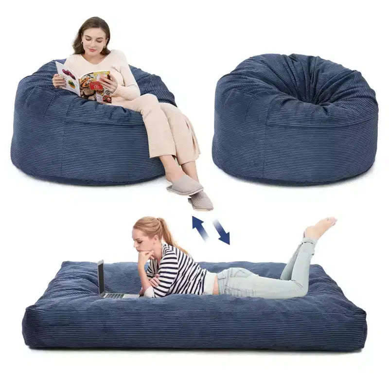 Poltrone Sacco 2 in 1, Poltrone Sacco Grandi, Cuscini da Pavimento Convertibili per Adulti, Letto Gigante a Sacco