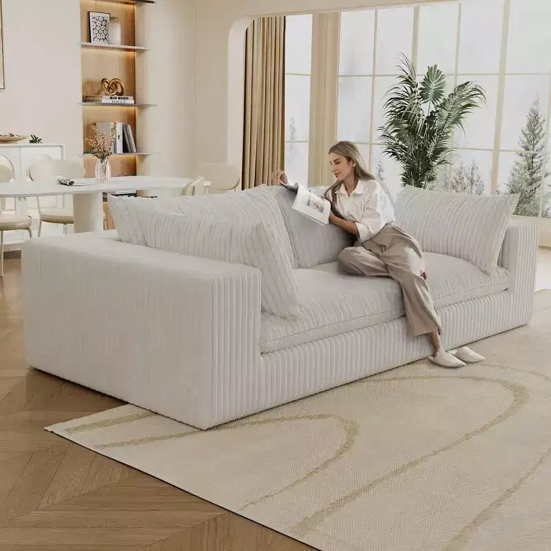 Divani a seduta profonda in velluto a coste blu 78.8 Cloud Sofa per soggiorno Design a doppio strato Cuscino rimovibile