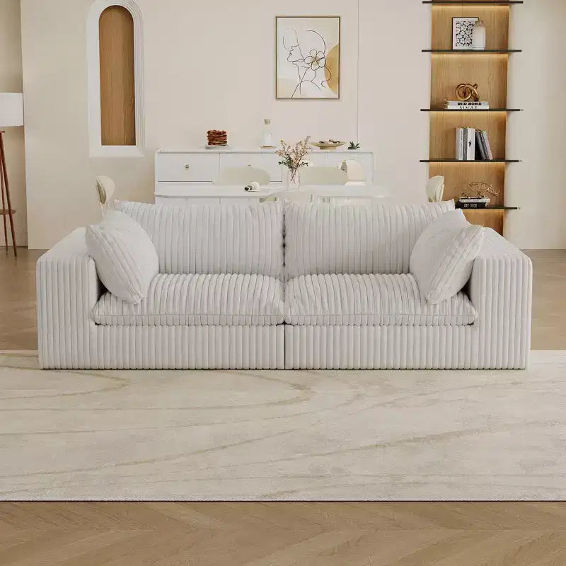 Divani a seduta profonda in velluto a coste blu 78.8 Cloud Sofa per soggiorno Design a doppio strato Cuscino rimovibile