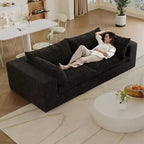 Divani a seduta profonda in velluto a coste blu 78.8 Cloud Sofa per soggiorno Design a doppio strato Cuscino rimovibile