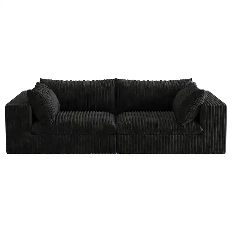 Divani a seduta profonda in velluto a coste blu 78.8 Cloud Sofa per soggiorno Design a doppio strato Cuscino rimovibile