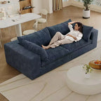 Divani a seduta profonda in velluto a coste blu 78.8 Cloud Sofa per soggiorno Design a doppio strato Cuscino rimovibile