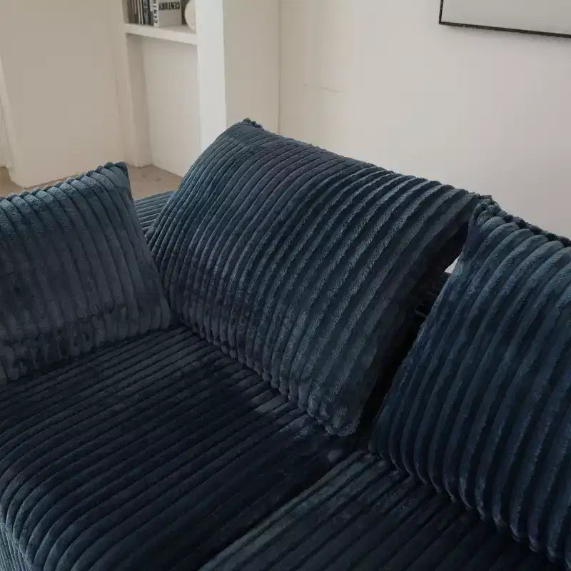 Divani a seduta profonda in velluto a coste blu 78.8 Cloud Sofa per soggiorno Design a doppio strato Cuscino rimovibile