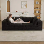 Divani a seduta profonda in velluto a coste blu 78.8 Cloud Sofa per soggiorno Design a doppio strato Cuscino rimovibile
