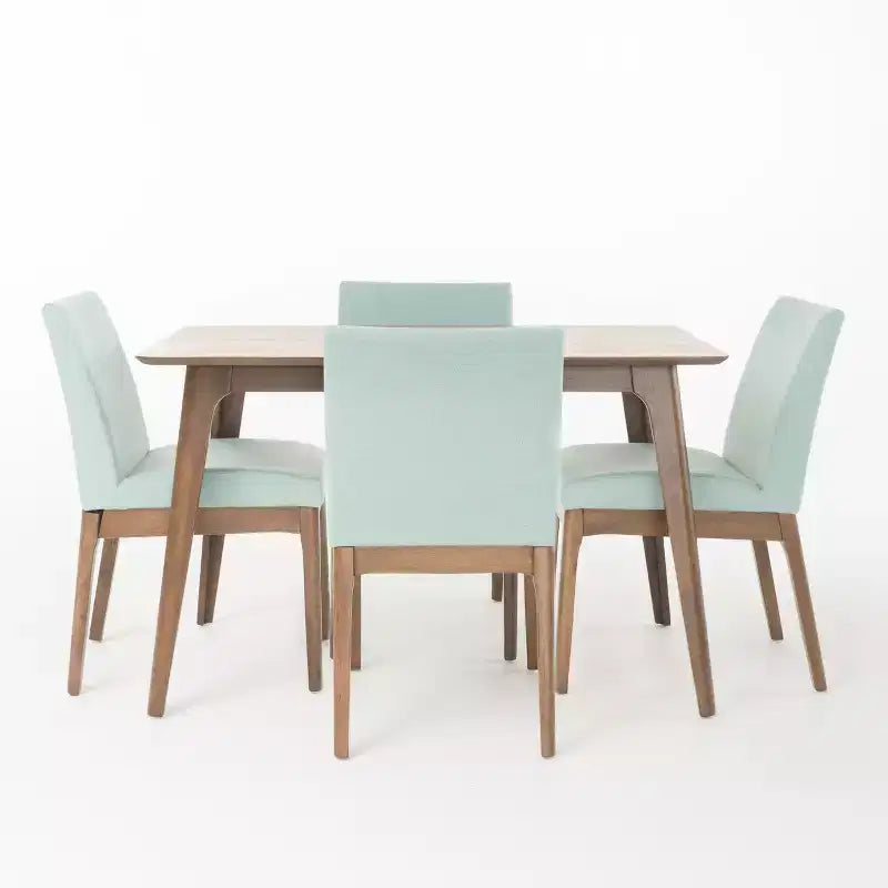 Set da pranzo imbottito in tessuto Brittany, 5 pezzi, stile moderno di metà secolo