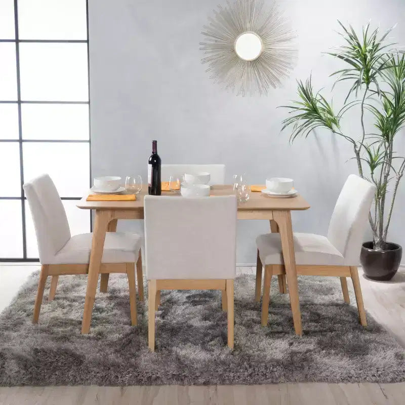 Set da pranzo imbottito in tessuto Brittany, 5 pezzi, stile moderno di metà secolo