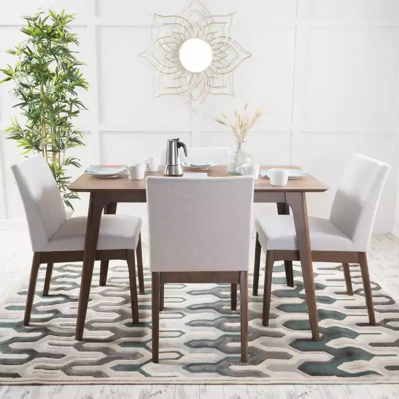Set da pranzo imbottito in tessuto Brittany, 5 pezzi, stile moderno di metà secolo