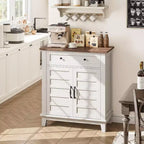 Mobiletto rustico da 80 cm con ripiani regolabili a 3 livelli, organizer per ingresso in stile rustico con ante a persiana, design impermeabile per la cucina