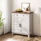 Mobiletto rustico da 80 cm con ripiani regolabili a 3 livelli, organizer per ingresso in stile rustico con ante a persiana, design impermeabile per la cucina