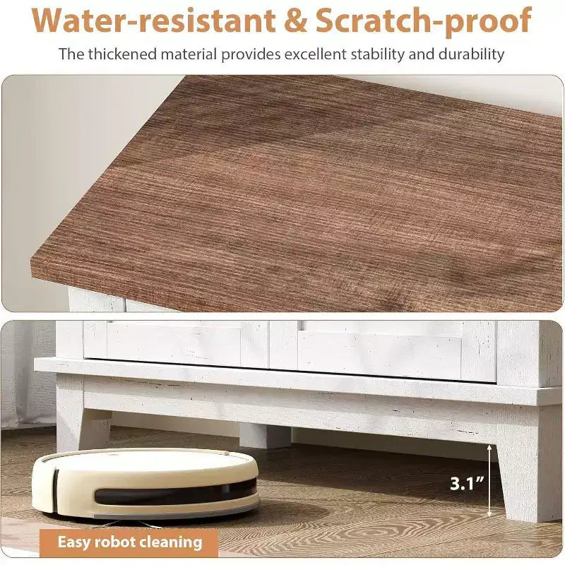 Mobiletto rustico da 80 cm con ripiani regolabili a 3 livelli, organizer per ingresso in stile rustico con ante a persiana, design impermeabile per la cucina