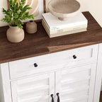 Mobiletto rustico da 80 cm con ripiani regolabili a 3 livelli, organizer per ingresso in stile rustico con ante a persiana, design impermeabile per la cucina