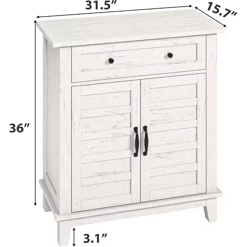 Mobiletto rustico da 80 cm con ripiani regolabili a 3 livelli, organizer per ingresso in stile rustico con ante a persiana, design impermeabile per la cucina