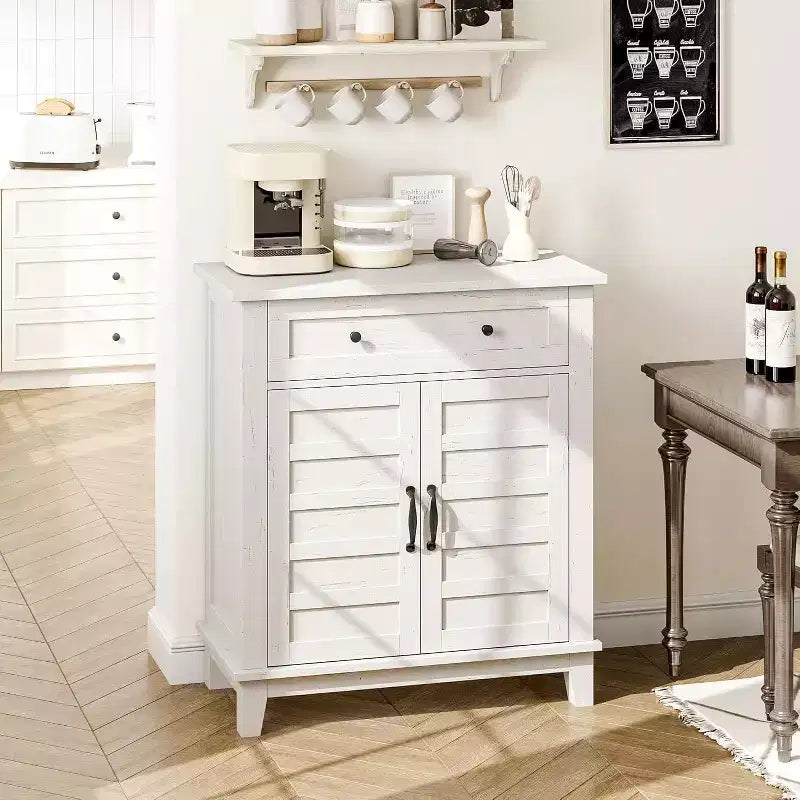 Mobiletto rustico da 80 cm con ripiani regolabili a 3 livelli, organizer per ingresso in stile rustico con ante a persiana, design impermeabile per la cucina