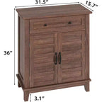 Mobiletto rustico da 80 cm con ripiani regolabili a 3 livelli, organizer per ingresso in stile rustico con ante a persiana, design impermeabile per la cucina