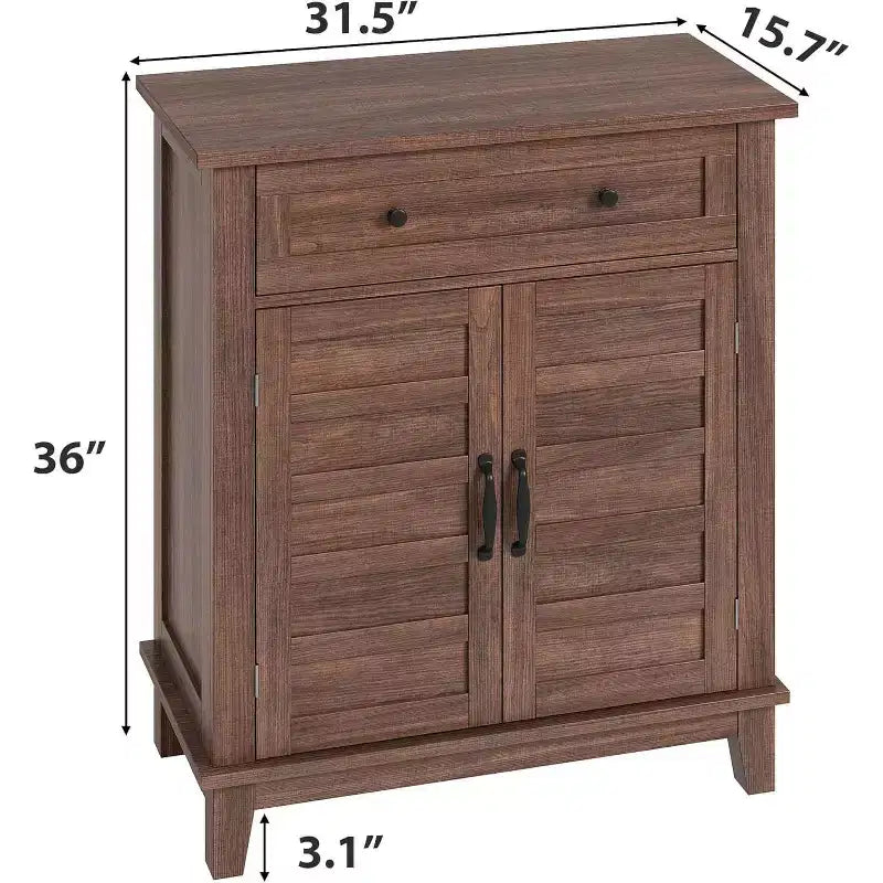Mobiletto rustico da 80 cm con ripiani regolabili a 3 livelli, organizer per ingresso in stile rustico con ante a persiana, design impermeabile per la cucina