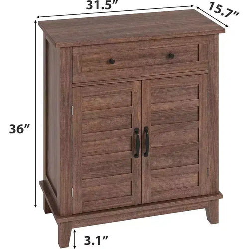 Mobiletto rustico da 80 cm con ripiani regolabili a 3 livelli, organizer per ingresso in stile rustico con ante a persiana, design impermeabile per la cucina