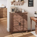 Mobiletto rustico da 80 cm con ripiani regolabili a 3 livelli, organizer per ingresso in stile rustico con ante a persiana, design impermeabile per la cucina
